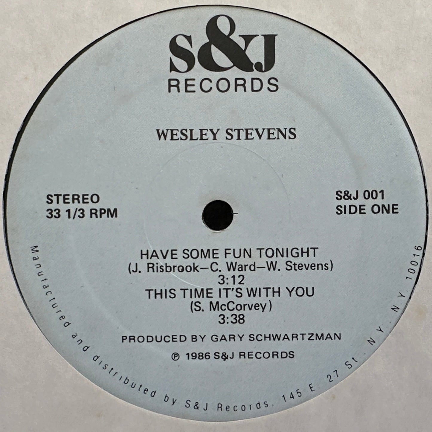Wesley Stevens – Have Some Fun Tonight 12" Modern Soul 1986