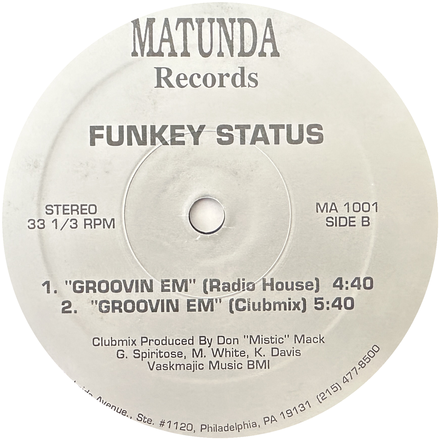 Funkey Status – "Groovin Em" 12" Hip Hop / Indie Rap Matunda Records