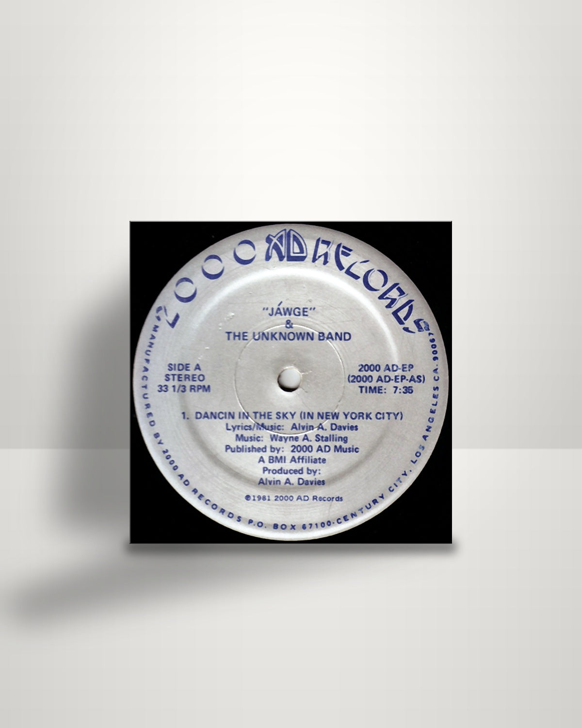 Jáwge & The Unknown Band – Dancin In The Sky (In New York City) - 12" - 2000 AD Records US 1981