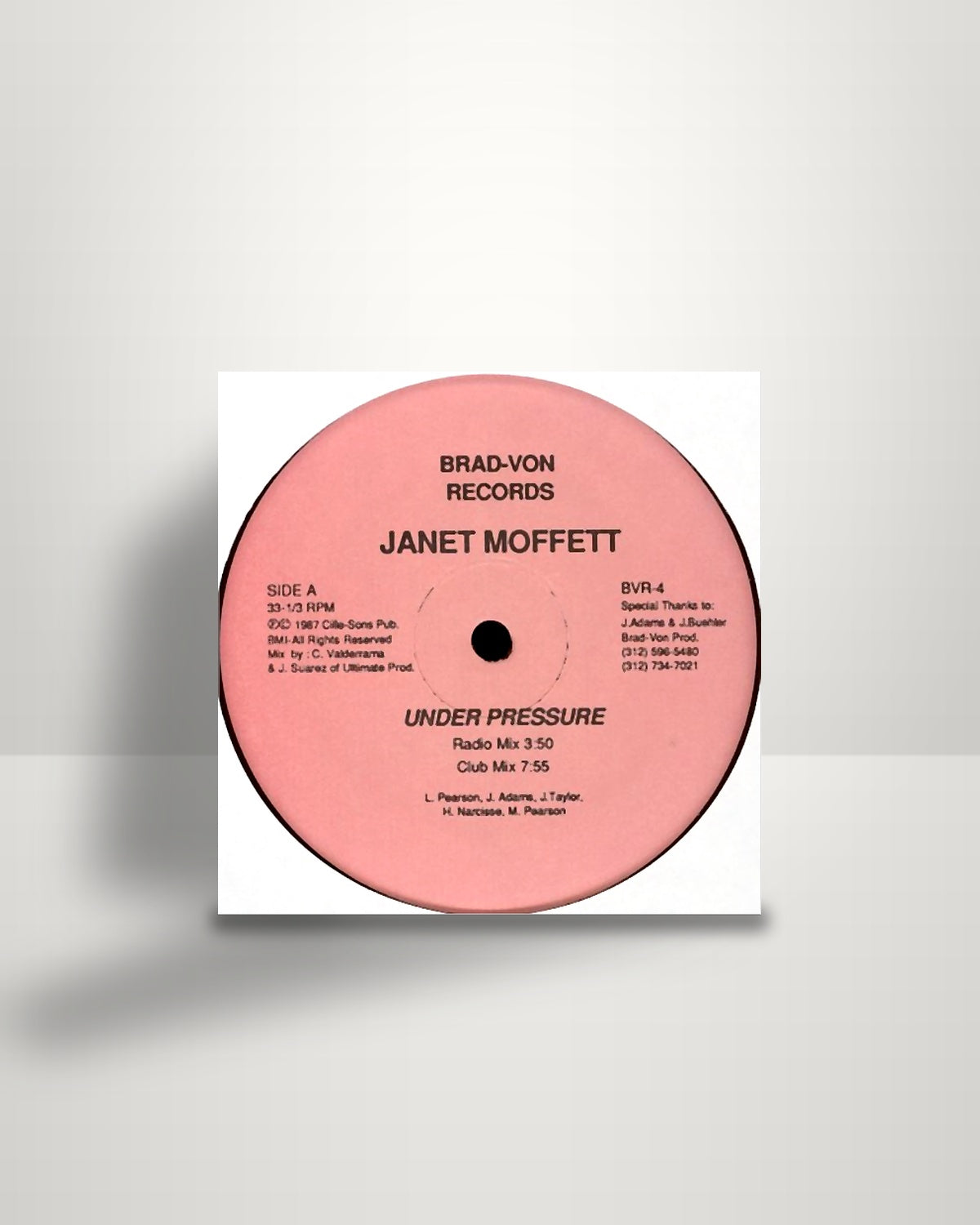 Janet Moffett / Sandy Anderson – Under Pressure / It's Over (I'm Through) - 12" - Brad-Von Records US 1987