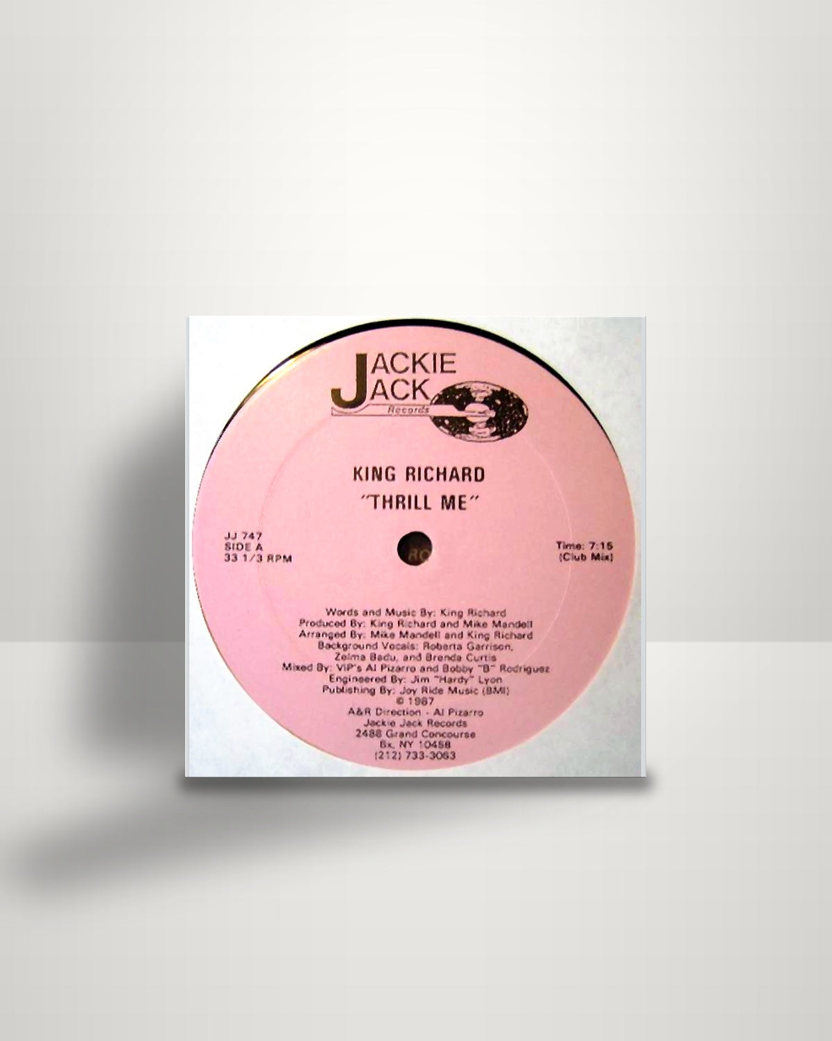King Richard – Thrill Me - 12" - Jackie Jack Records US 1987