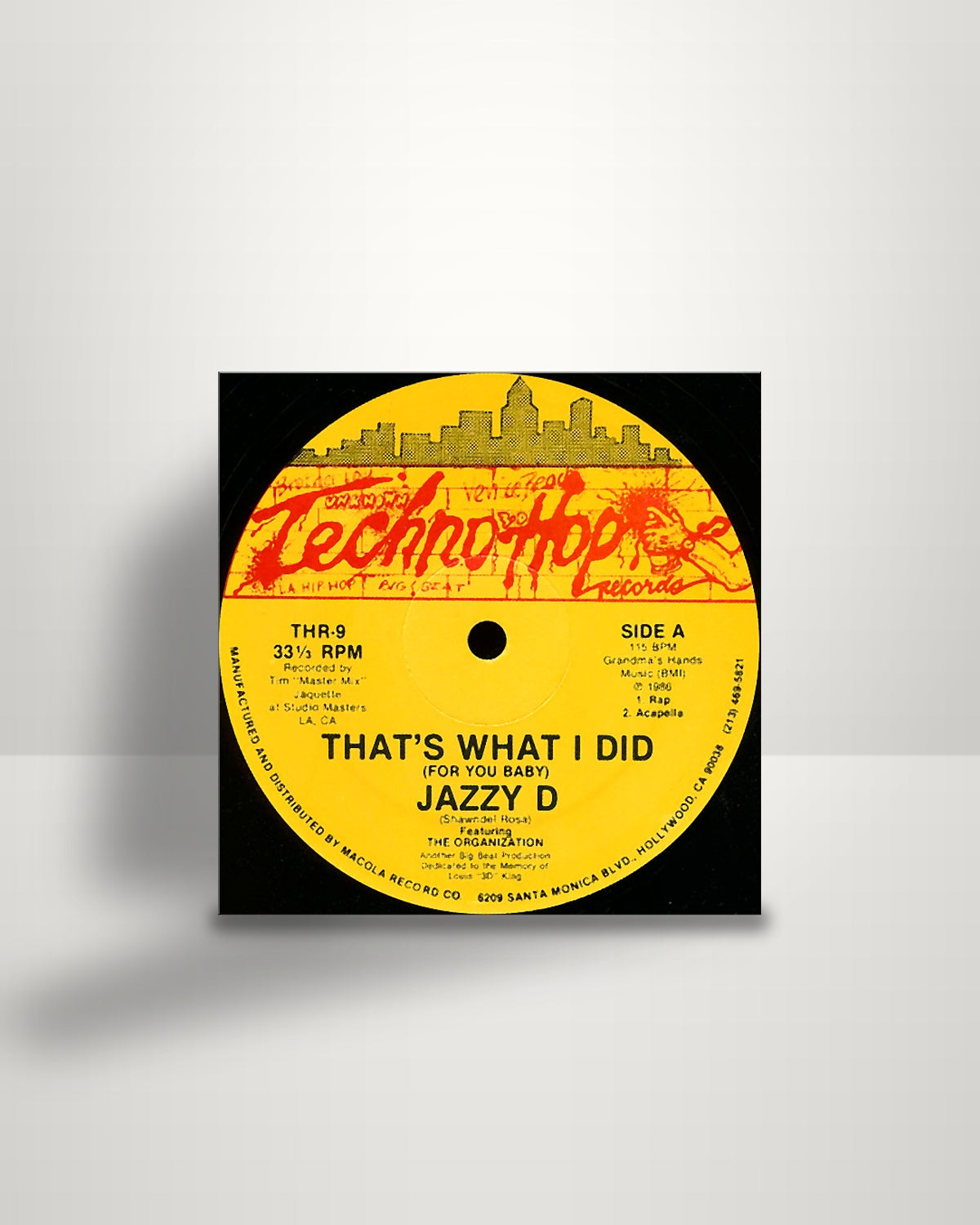The Jazzy D Featuring Organization – That's What I Did (For You Baby) - 12" - Techno Hop Records US 1986