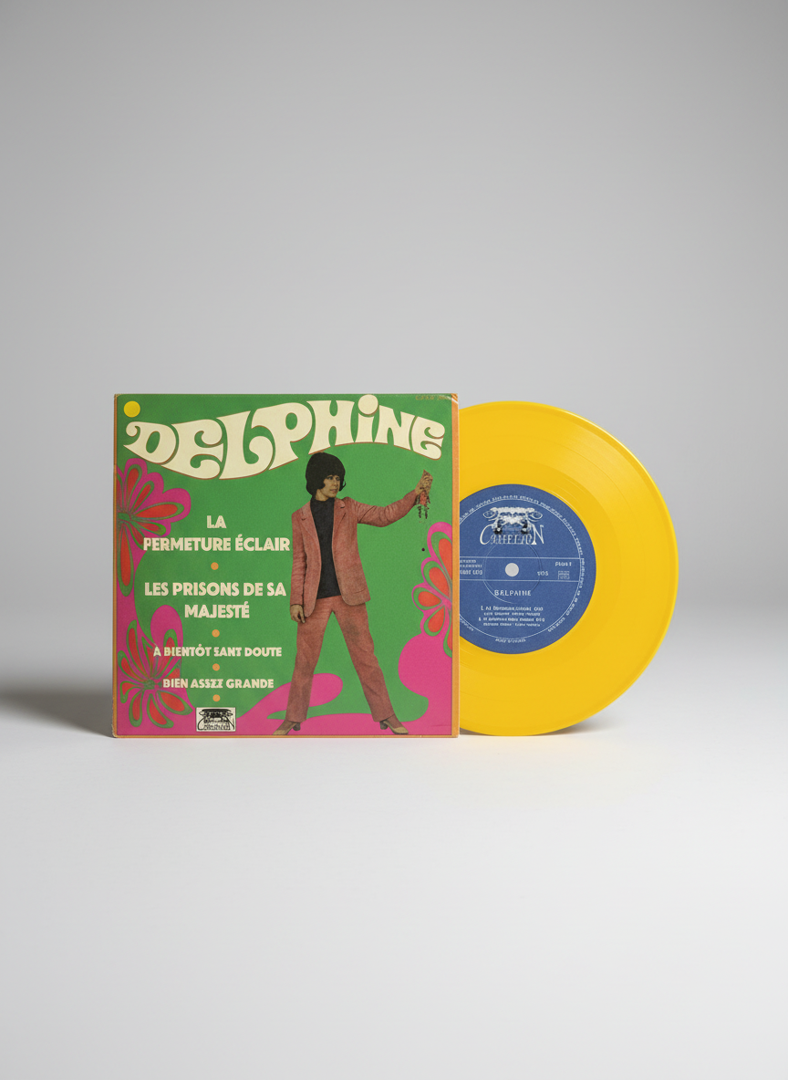 Delphine ‎– La Fermeture Eclair - 7" Rock / Yéyé / Garage Reissue Yellow Colored