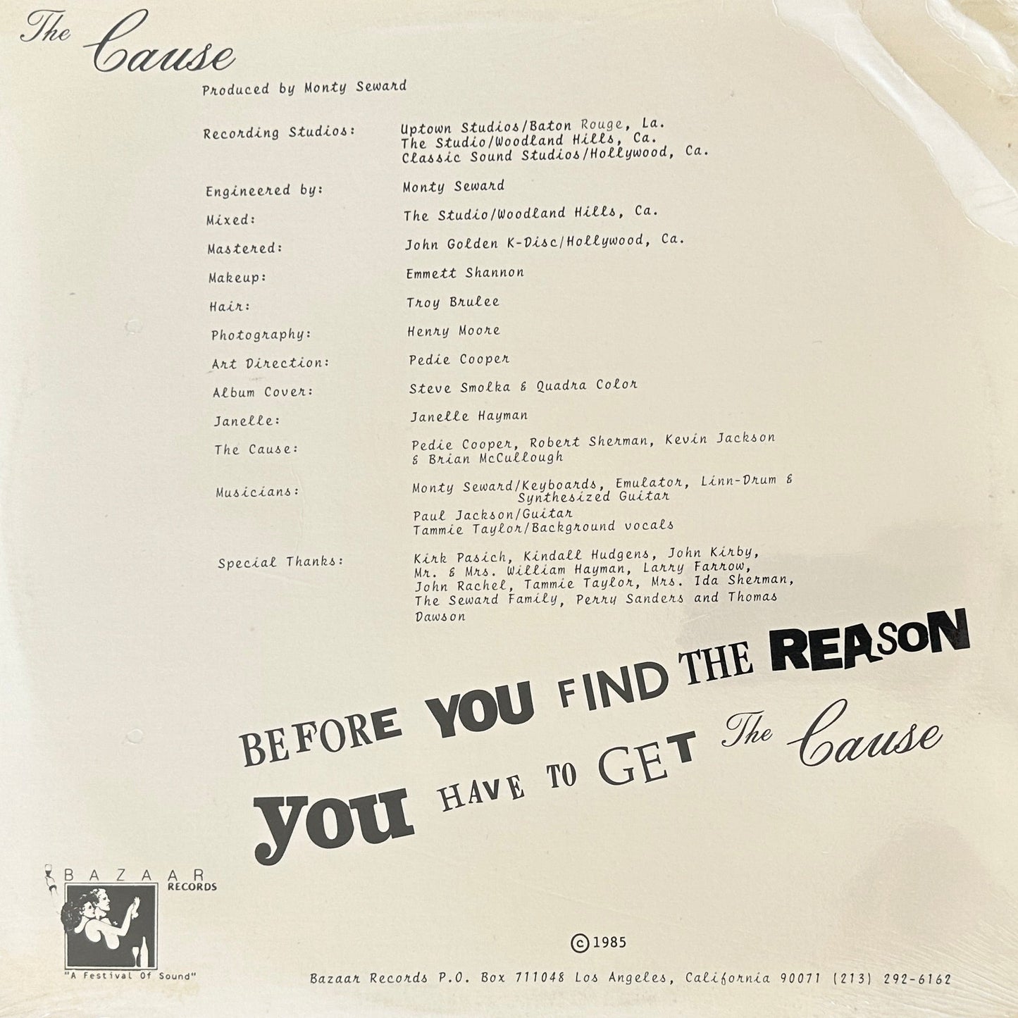 Janelle And The Cause ‎– Try Love 12" Electro Funk / Boogie 1985