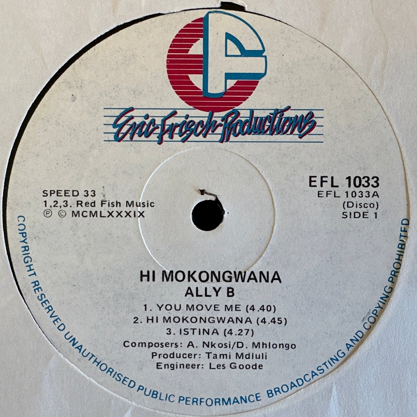 Ally B ‎– Hi Mokongwana 12" South Africa Kwaito / Bubble gum / Modern Soul 1989