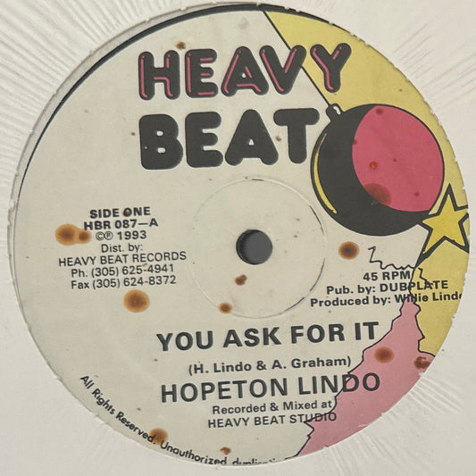 Hopeton Lindo – You Ask For It 12" Reggae / Modern Soul 1993