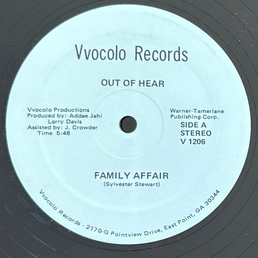 Out Of Hear - Family Affair 12" Modern Soul 1986