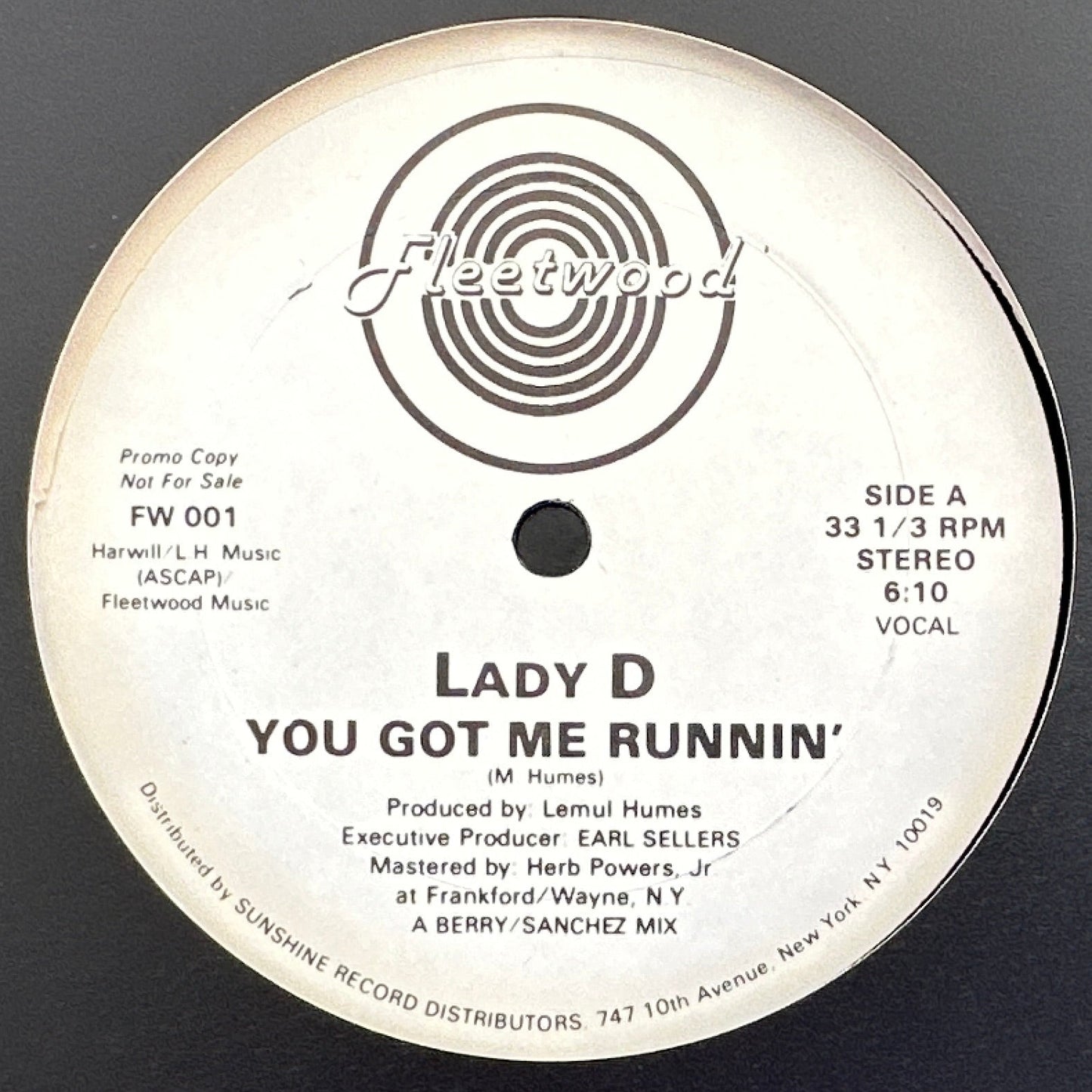 Lady D ‎– You Got Me Runnin' 12" Disco Funk 1984