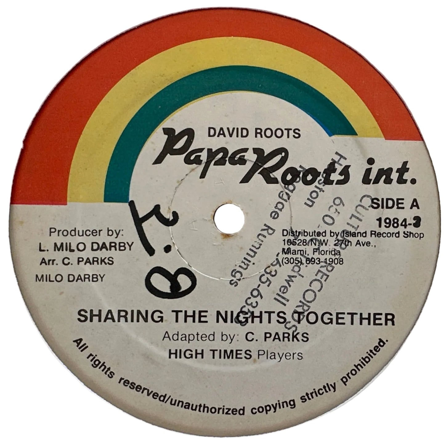 Clarence Parks – Sharing The Night Together 12" Reggae / Lovers Rock Modern Soul 1984