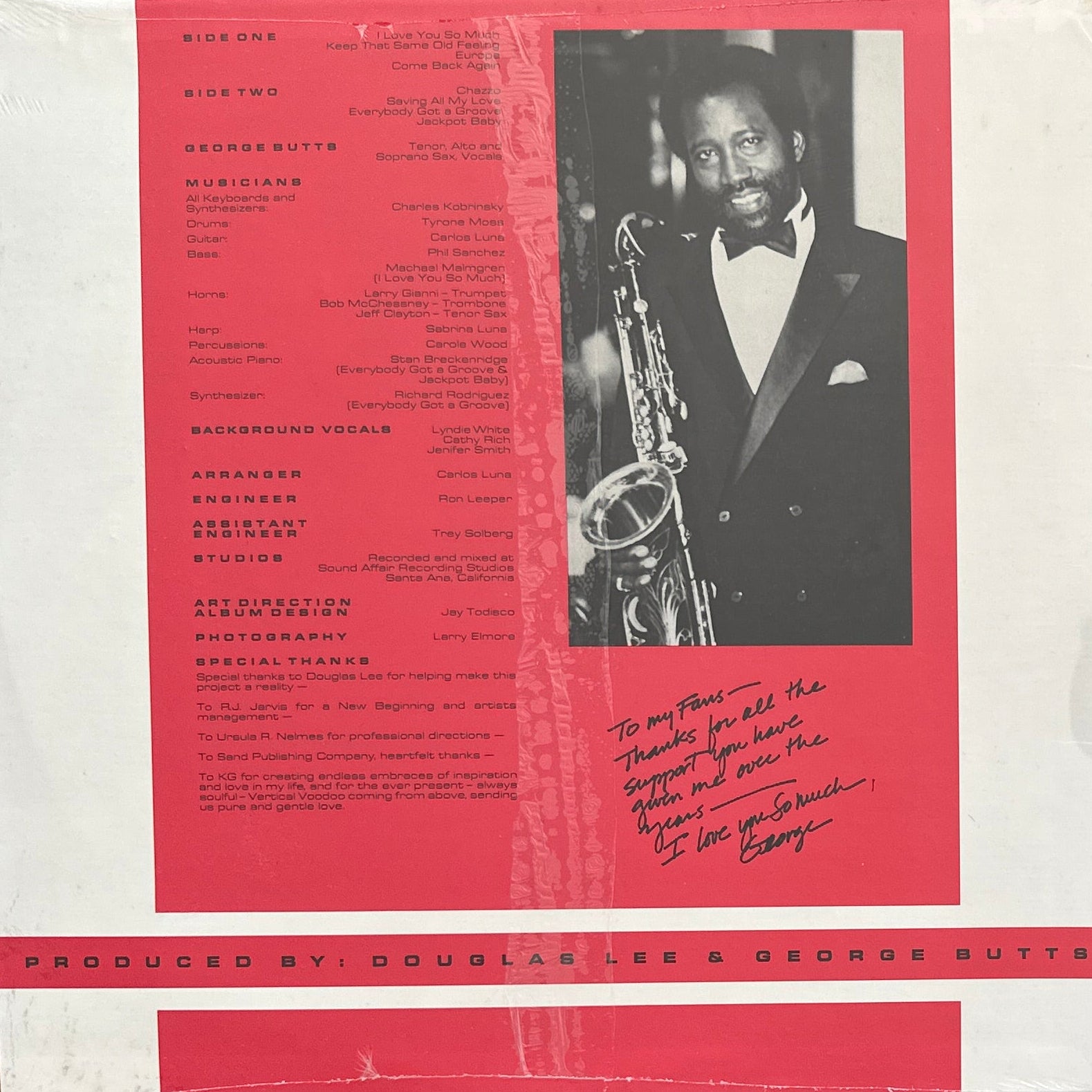 George Butts ‎– I Love You So Much LP Jazz Modern Soul 1986 K-Star Rec