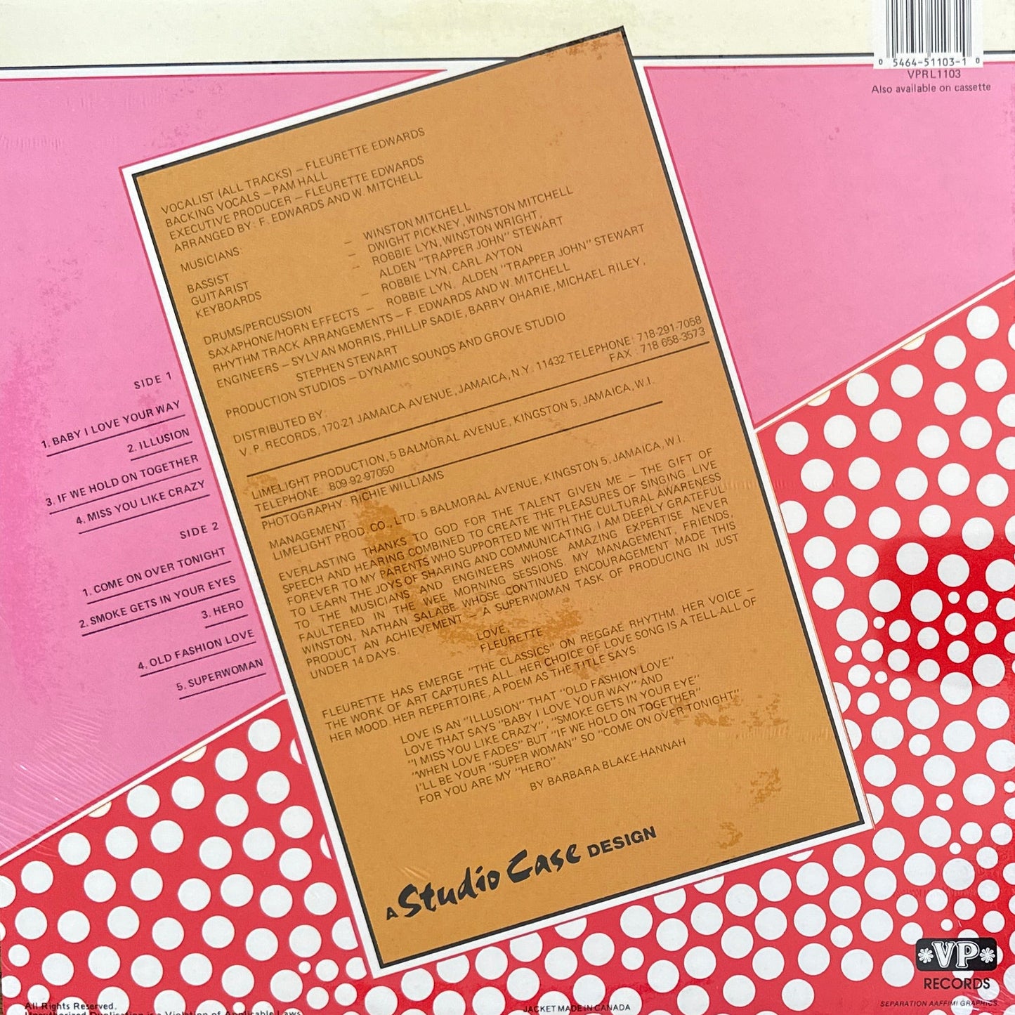 Fleurette Edwards ‎– Illusion LP Reggae / Modern Soul 1989