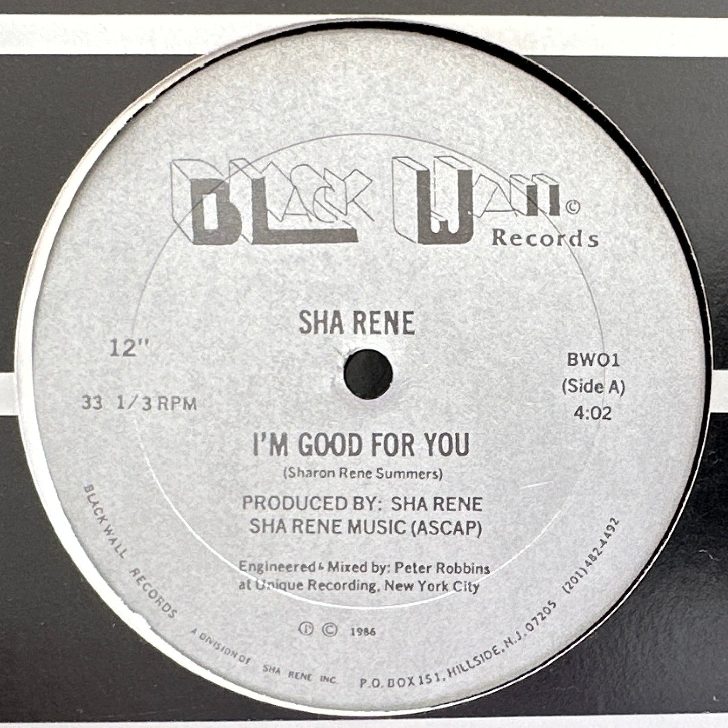 Sha Rene – I'm Good For You 12" Modern Soul 1988
