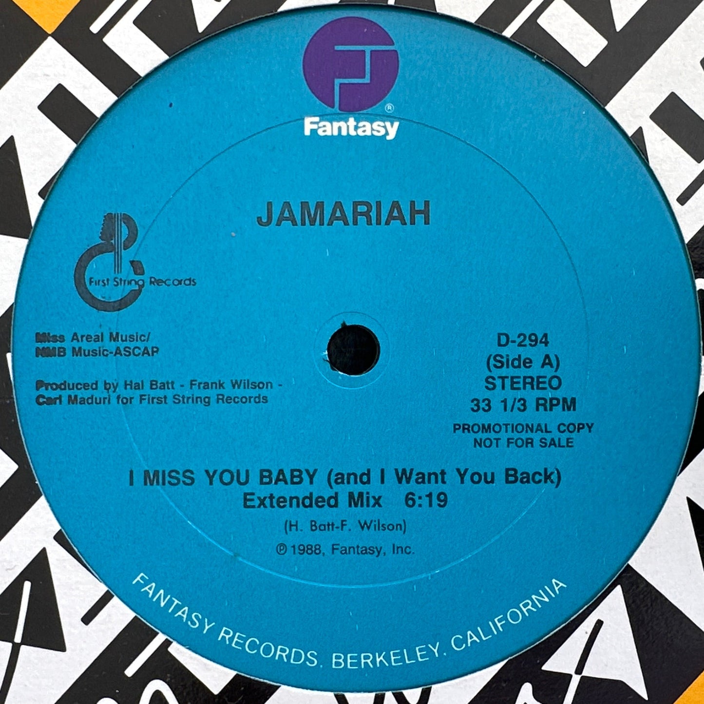 Jamariah – I Miss You Baby (And I Want You Back) 12" Modern Soul 1988