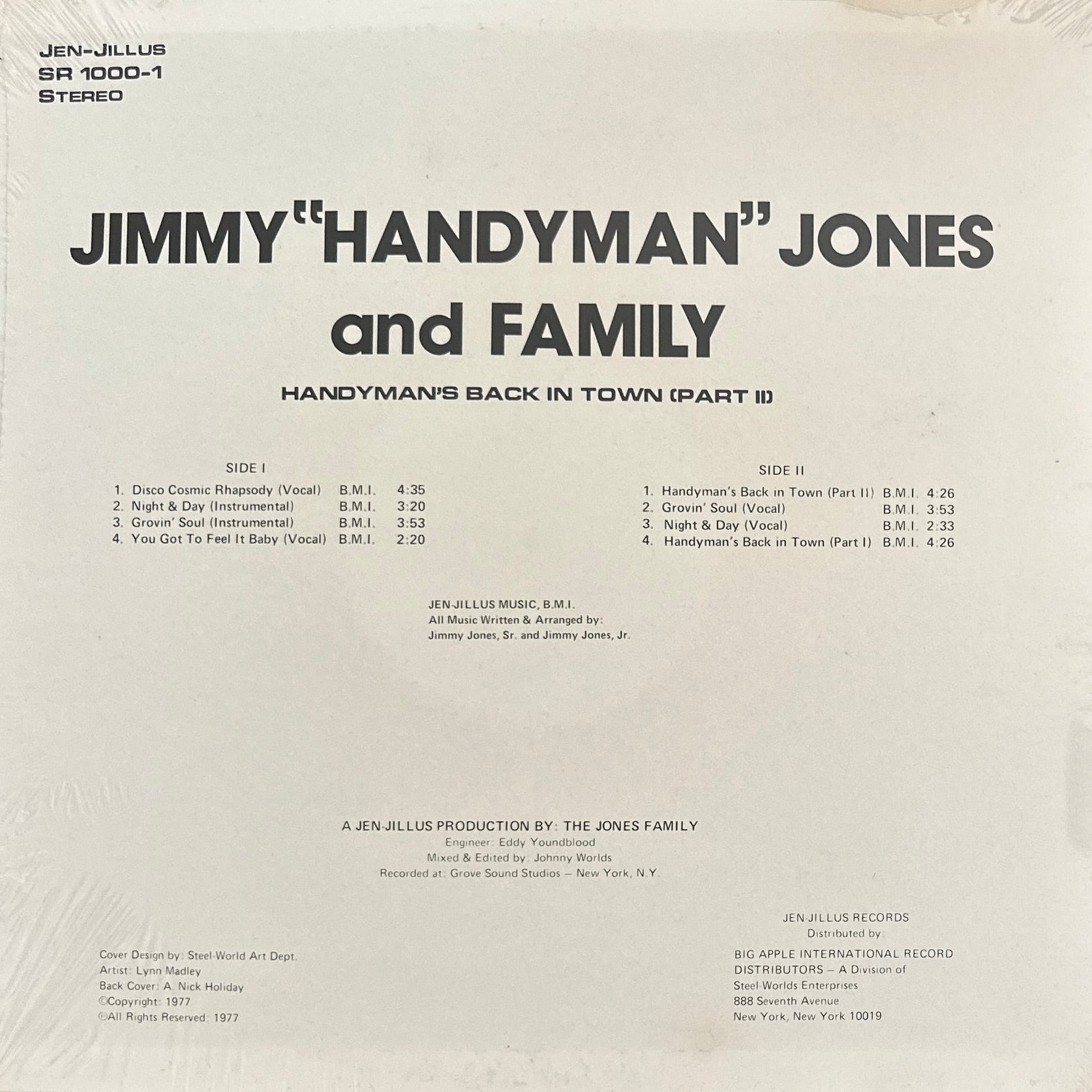 Jimmy "Handyman" Jones And Family ‎– Handyman's Back In Town (Part II) LP Soul Funk 1977