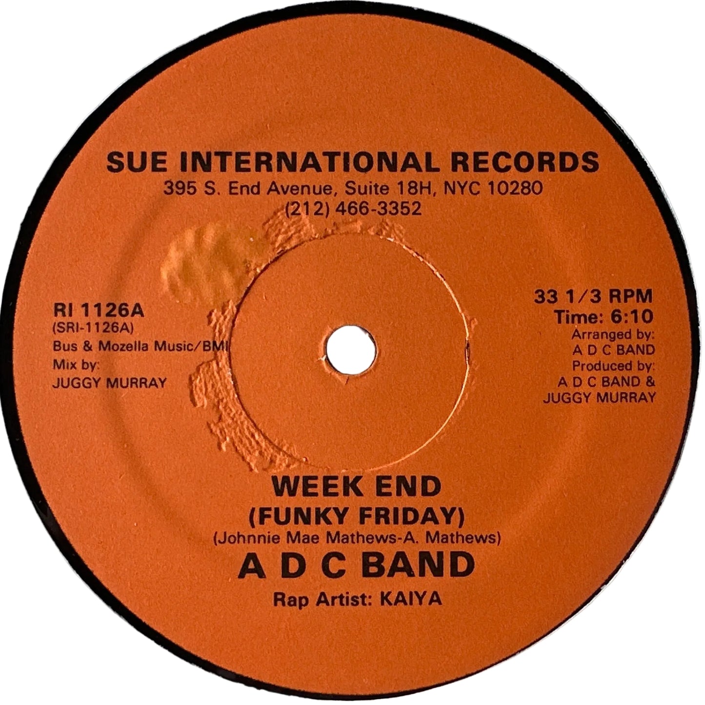 A D C Band  & Juggy Murray ‎– Week End (Funky Friday) 12" Disco Funk 1983 Sue International