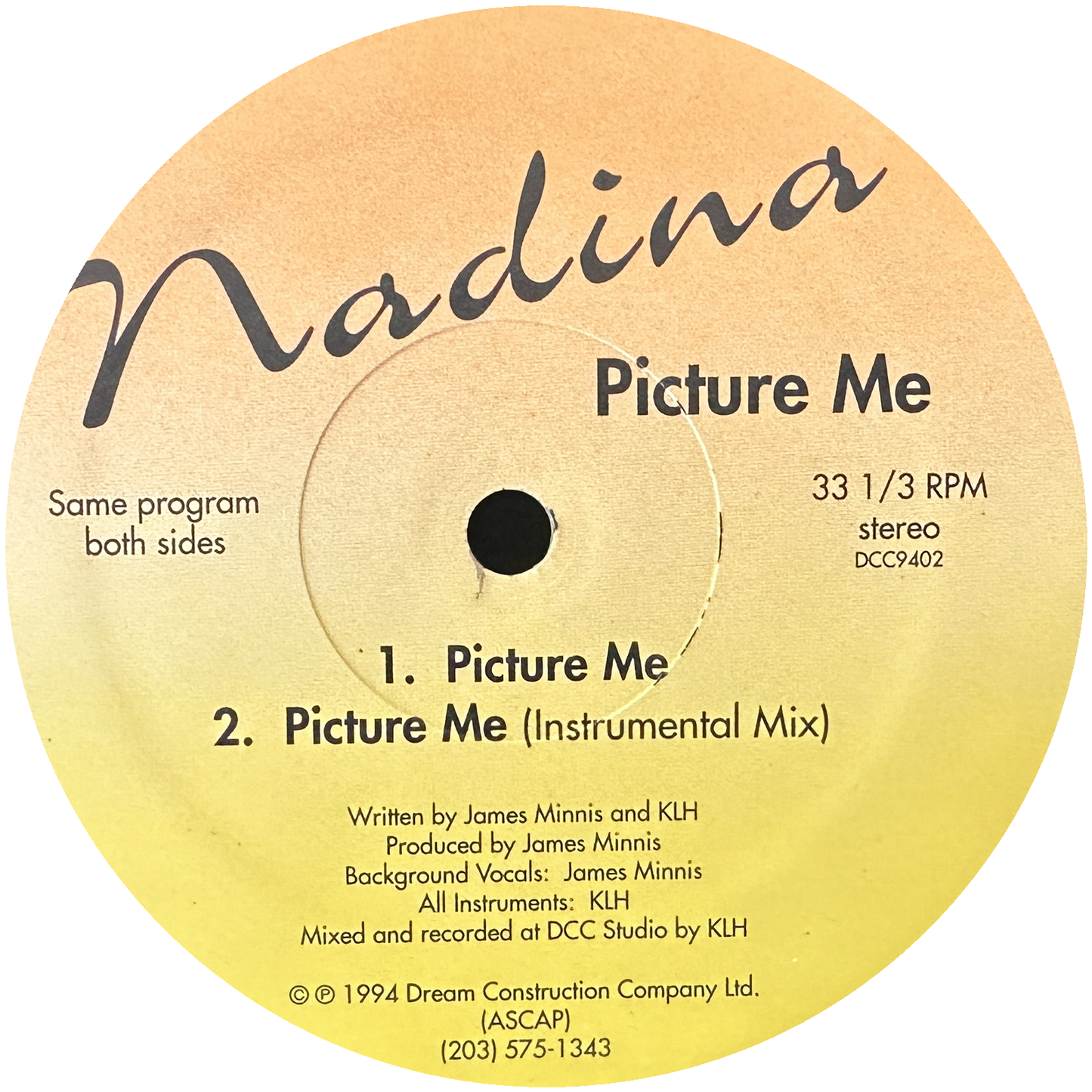 Nadina – Picture Me 12" R&B / Swing / Modern Soul 1994 Dream Construction Company Records