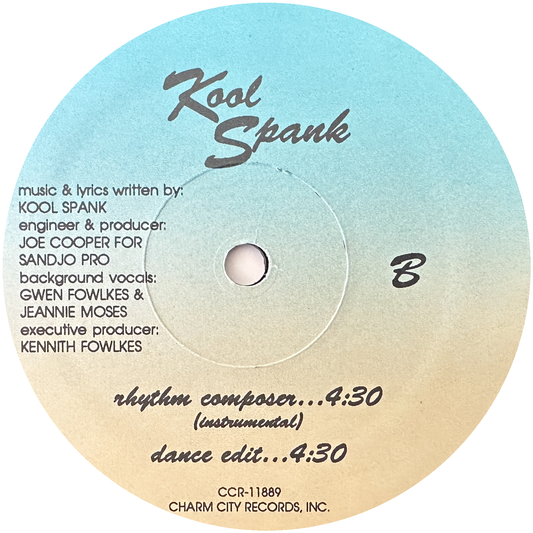 Kool Spank ‎– Rhythm Composer 12" Hip Hop / Electro Rap 1989 Charm City Records