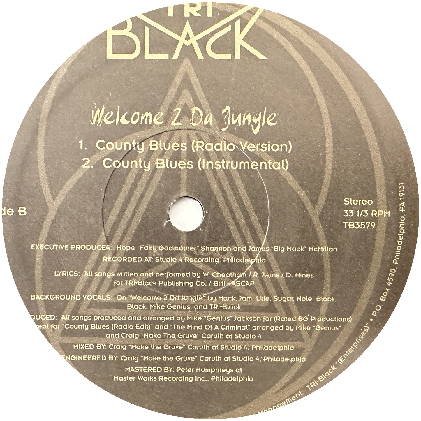 Tri-Black ‎– Welcome 2 Da Jungle 12" Random Rap / Hip Hop 1993 Tri-Black Records