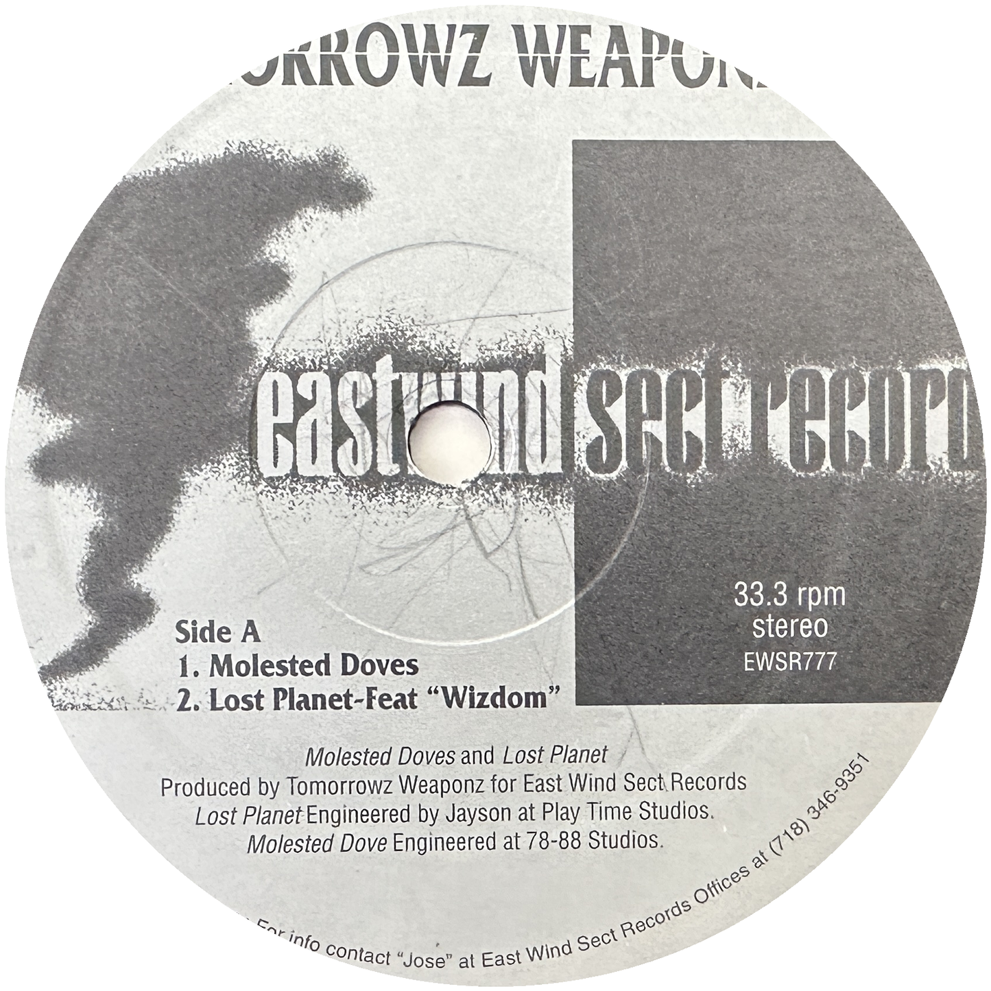 Tomorrowz Weaponz ‎– Molested Doves 12" Hip Hop / Indie Rap 1997 Eastwind Sect Records