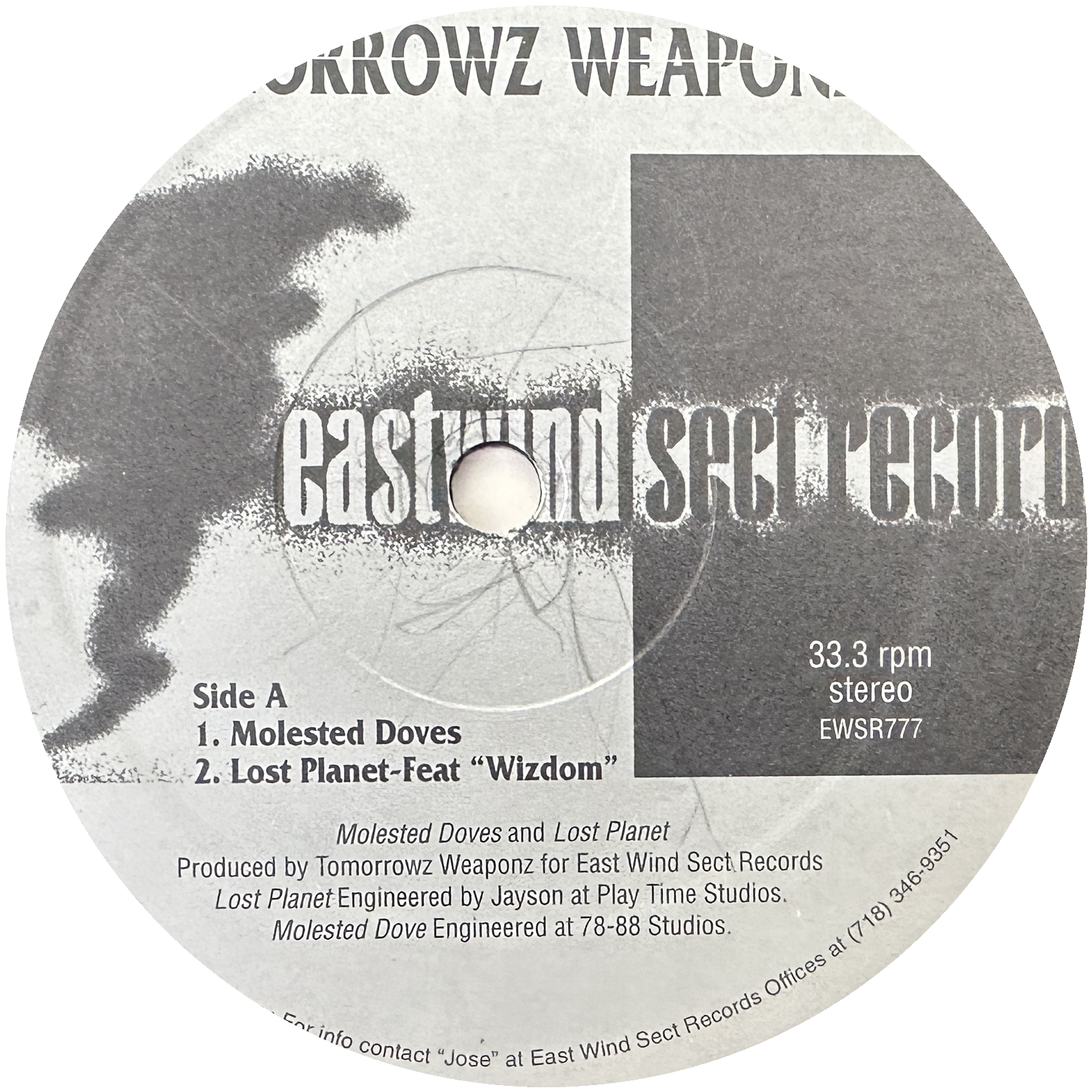 Tomorrowz Weaponz ‎– Molested Doves 12" Hip Hop / Indie Rap 1997 Eastwind Sect Records