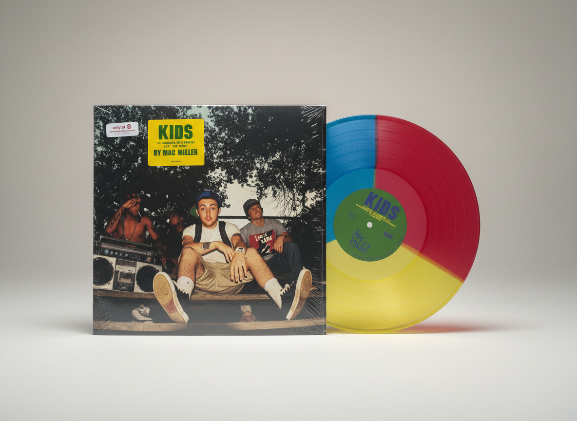 Mac Miller – K.I.D.S. (Kickin Incredibly Dope Shit) - 2XLP Vinyl Limited Edition Target Mixtape Red, Blue & Yellow Glitter