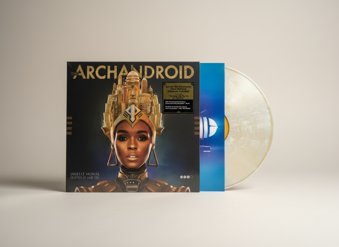 Janelle Monáe ‎– The Archandroid - 2XLP R&B / Neo Soul / Hip Hop Limited Edition Colored Iridescent Gold & White, Holographic Gatefold UO Urban Outfitters