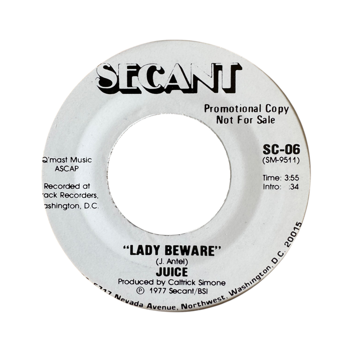 Juice  ‎– Lady Beware / Play Your Hand 7" Soul Funk 1977 Promo