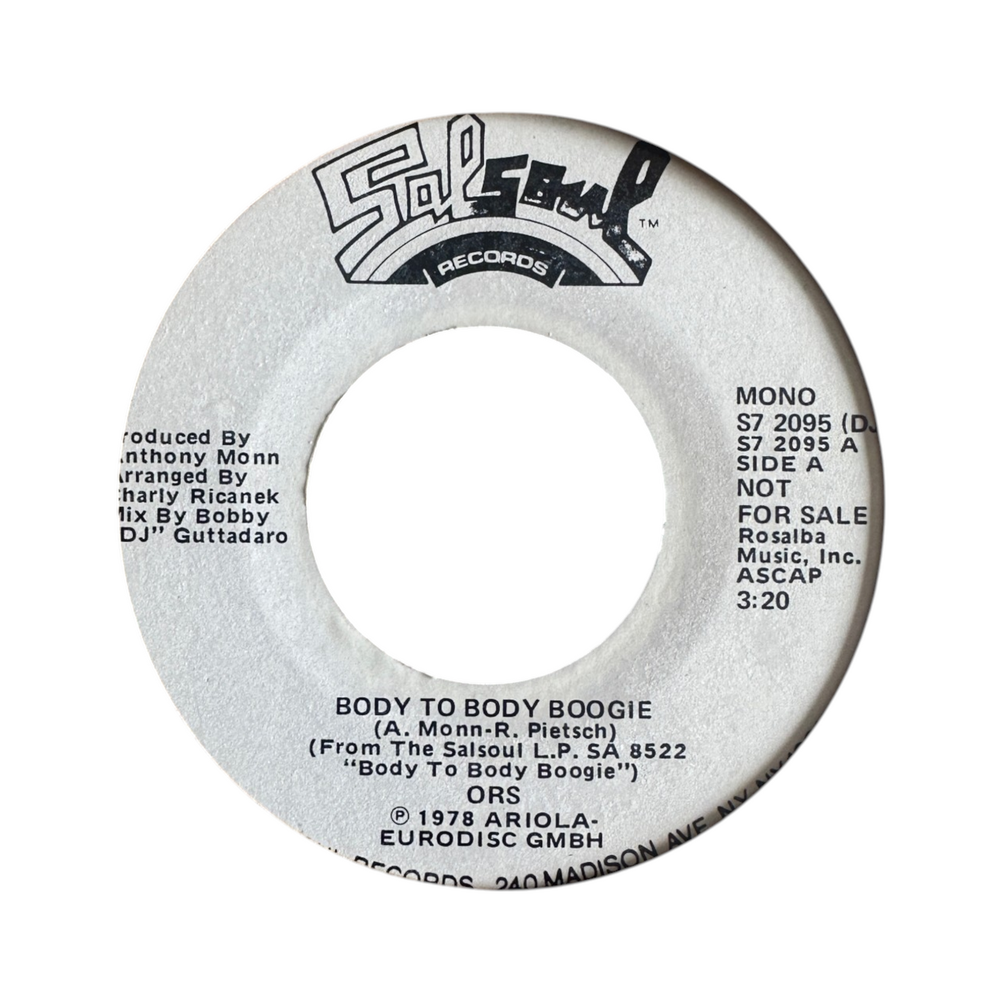 ORS ‎– Body To Body Boogie 7" Cosmic Disco / Funk 1978 Salsoul
