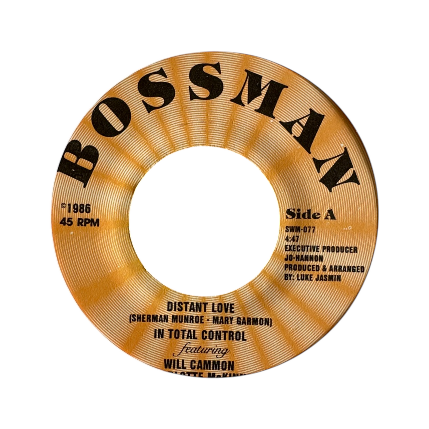 In Total Control Featuring Will Cammon & Charlotte McKinnon ‎– Distant Love 7" Soul Lo-Fi 1986