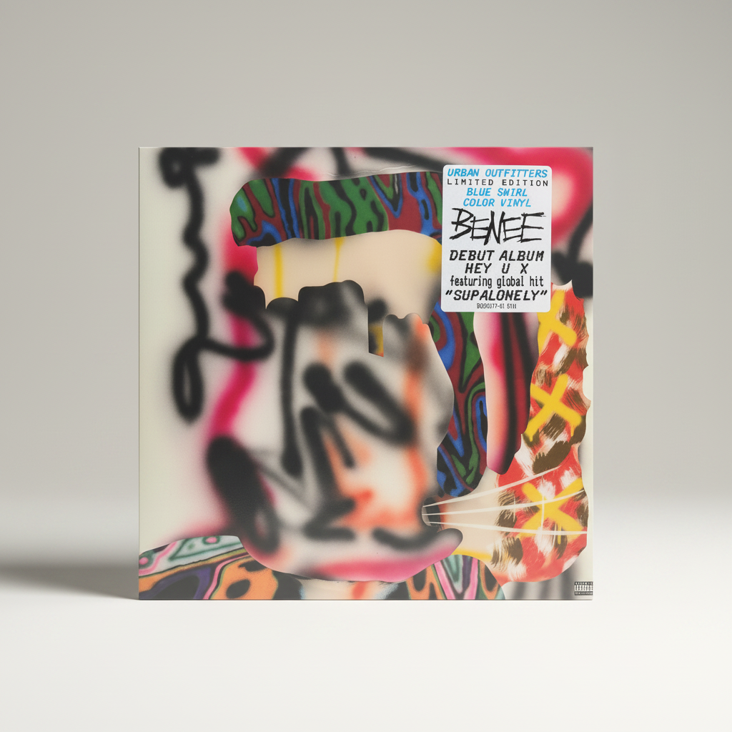 Benee - Hey U X  LP Limited Edition, Clear w/ Blue Marble Blue Swirl UO