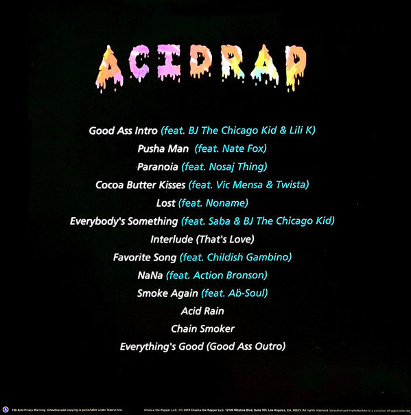 Chance The Rapper - Acid Rap  2xLP Limited Edition Colored Purple Swirl Hip Hop / Rap