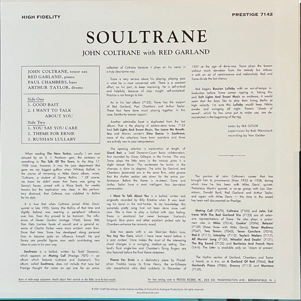John Coltrane With Red Garland – Soultrane Lp Jazz Reissue