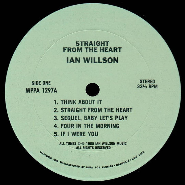 Ian Willson ‎– Straight From The Heart LP Soul / Funk A.O.R / Jazz