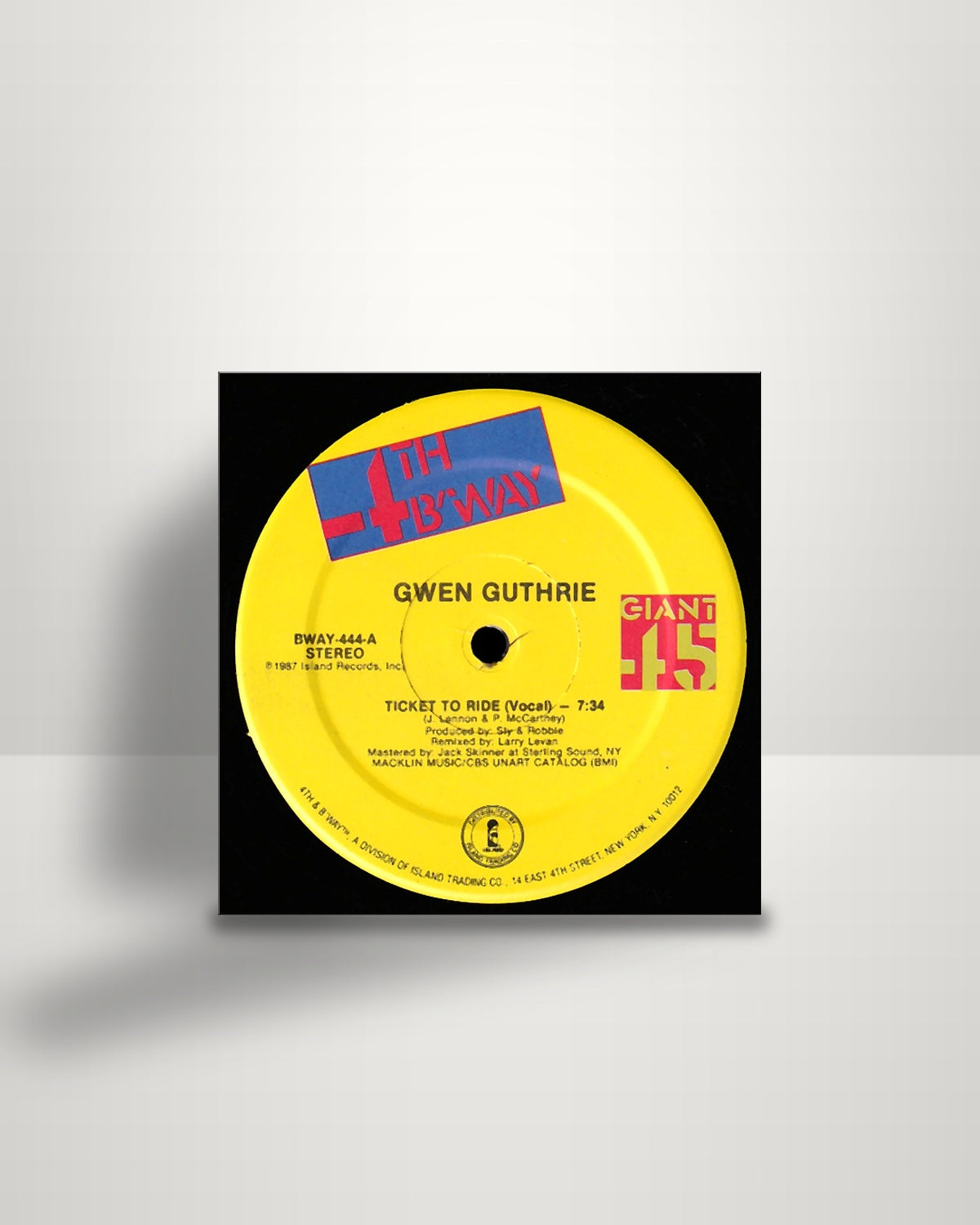 Gwen Guthrie – Ticket To Ride - 12" - 4th & Broadway US 1987