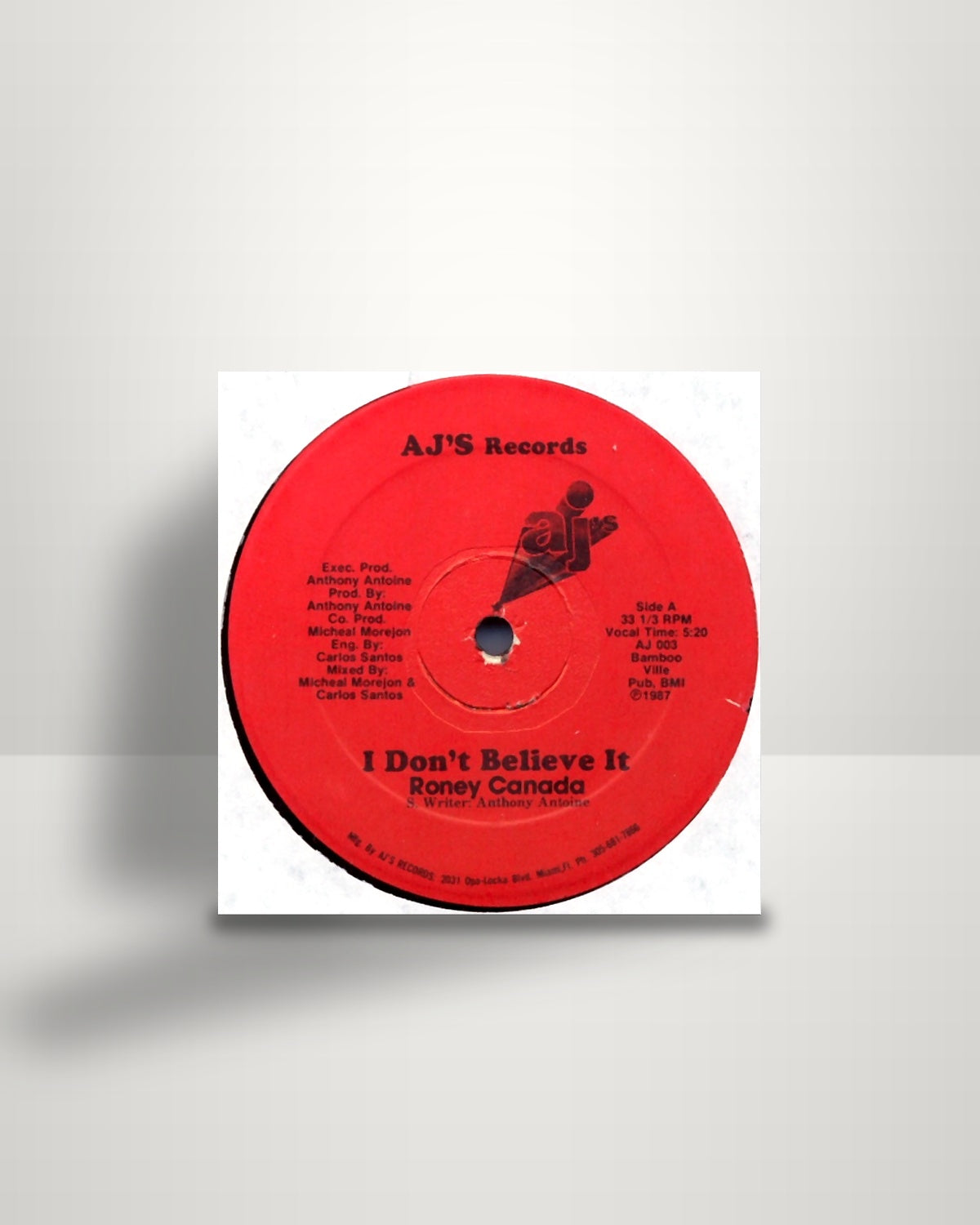 Ronnie Canada – I Don't Believe It - 12" - AJ's Records US 1987