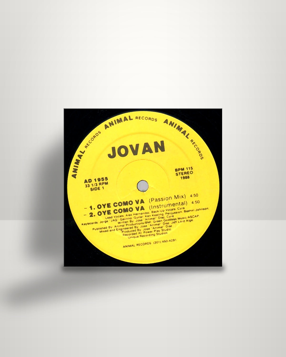 Jovan – Oye Como Va - 12" - Animal Records US 1988