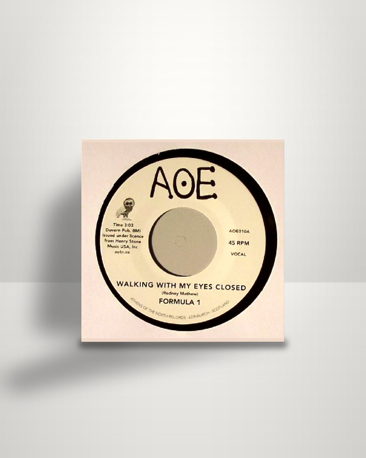 Formula 1 – Walking With My Eyes Closed - 7" - AOE UK 2015