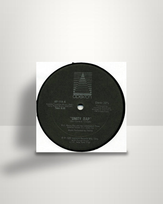 D.J. Magic Ray And The Undefeated Three – Unity Rap - 12" - Apexton Records US 1982