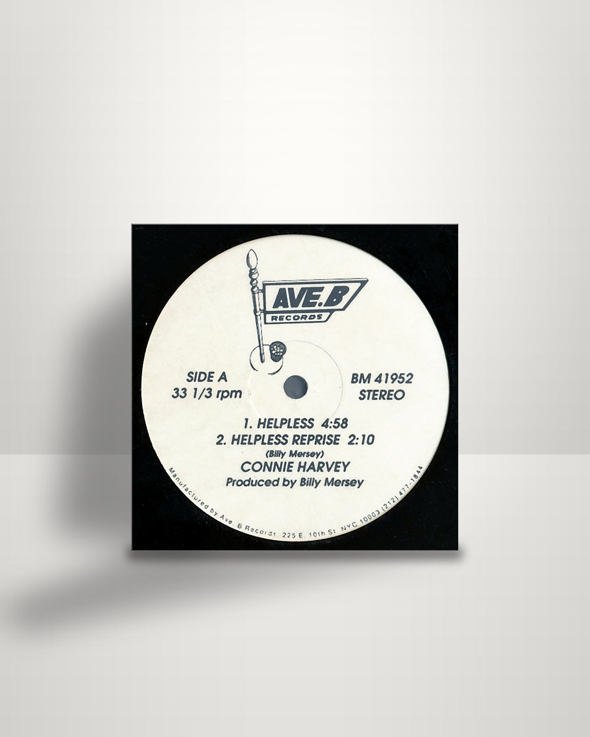 Connie Harvey – Helpless - 12" - Ave B Records US 1987