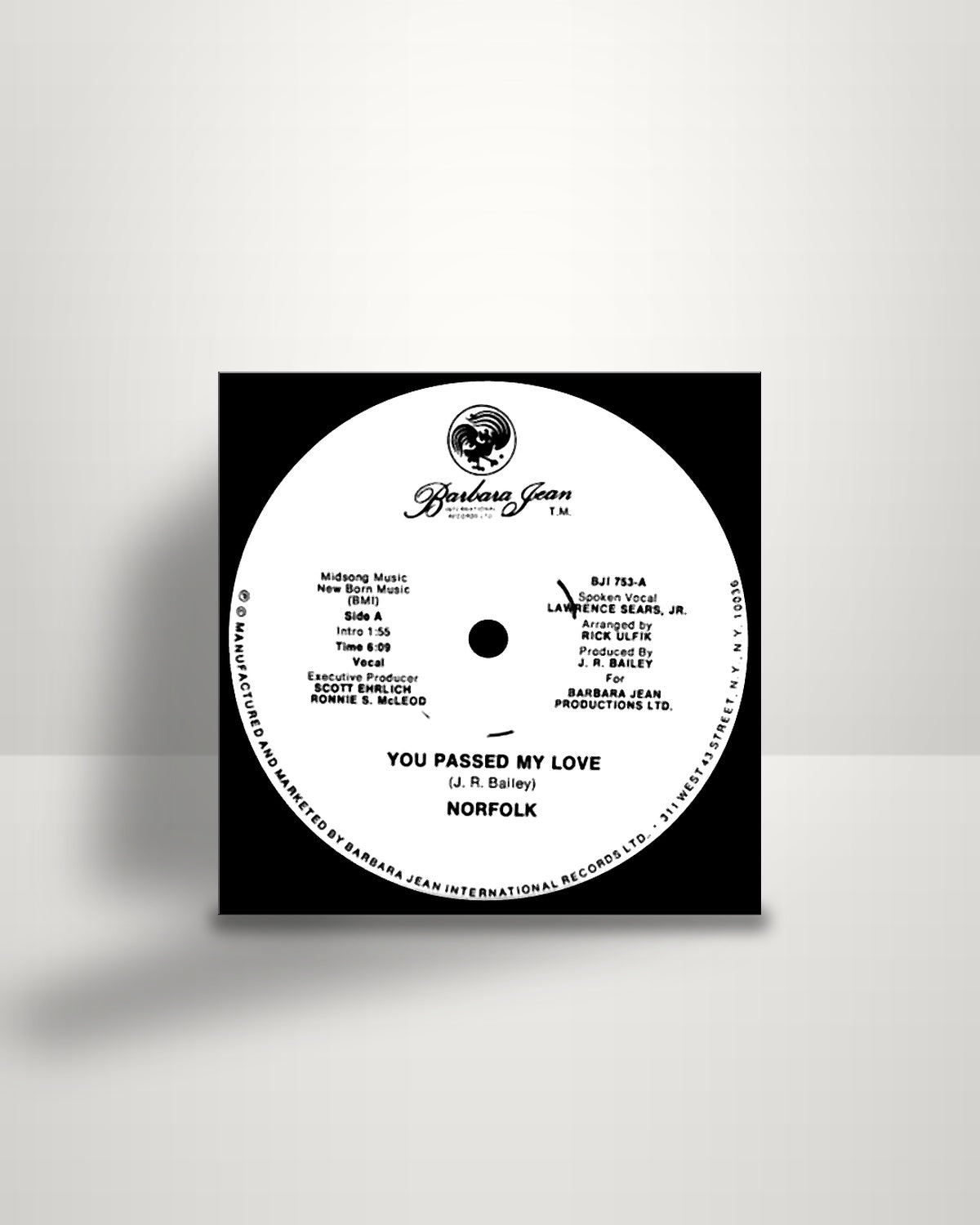 The Norfolk / Norfolk Orchestra – You Passed My Love - 12" - Barbara Jean International Records Ltd. US