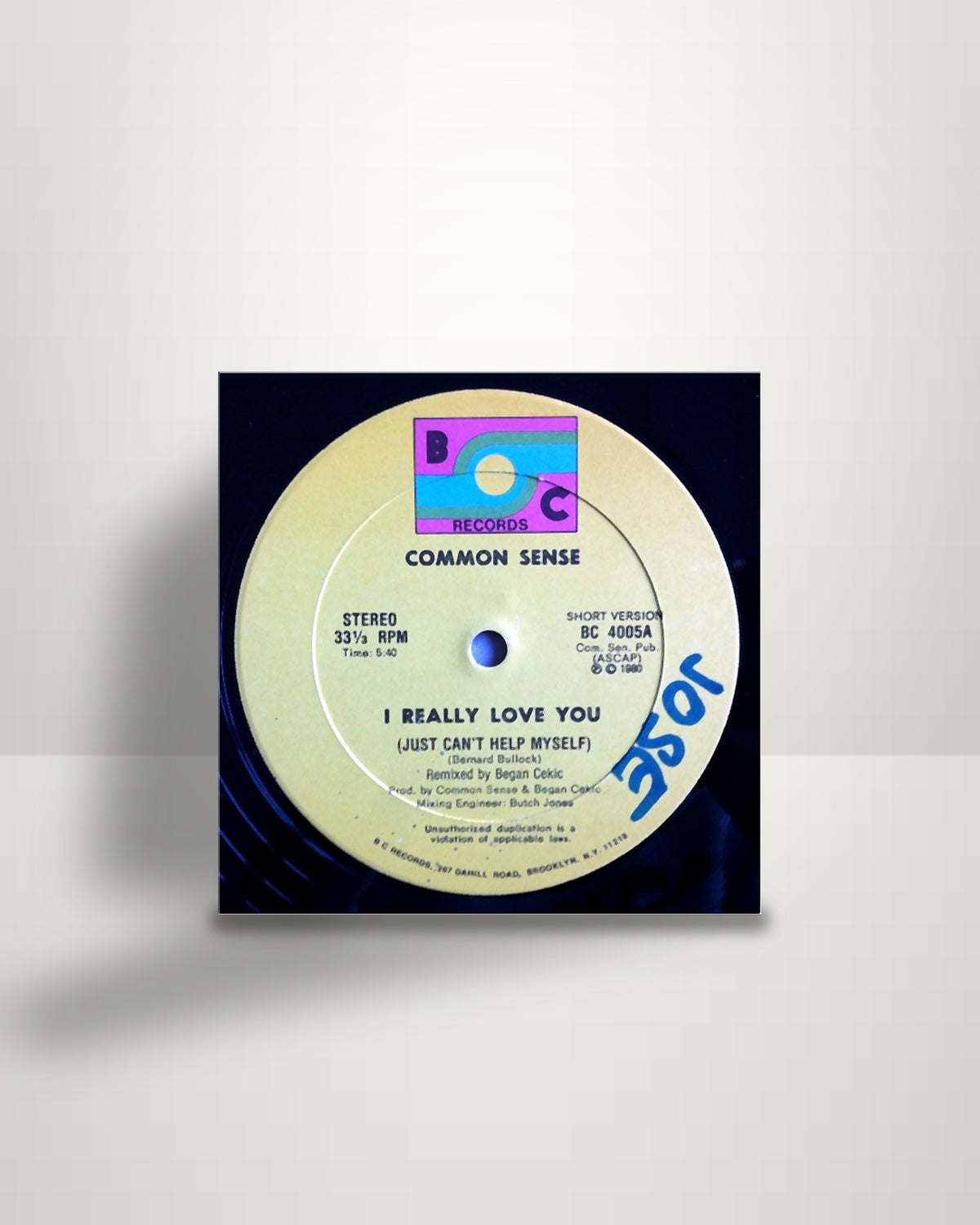 Common Sense – I Really Love You (Just Can't Help Myself) - 12" - BC Records US 1980