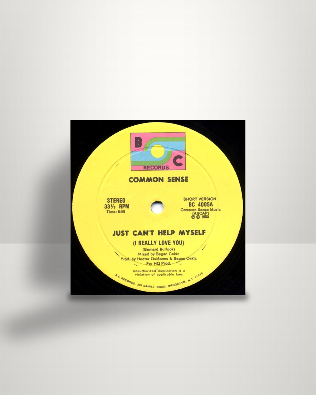 Common Sense – Just Can't Help Myself (I Really Love You) - 12" - BC Records US 1980