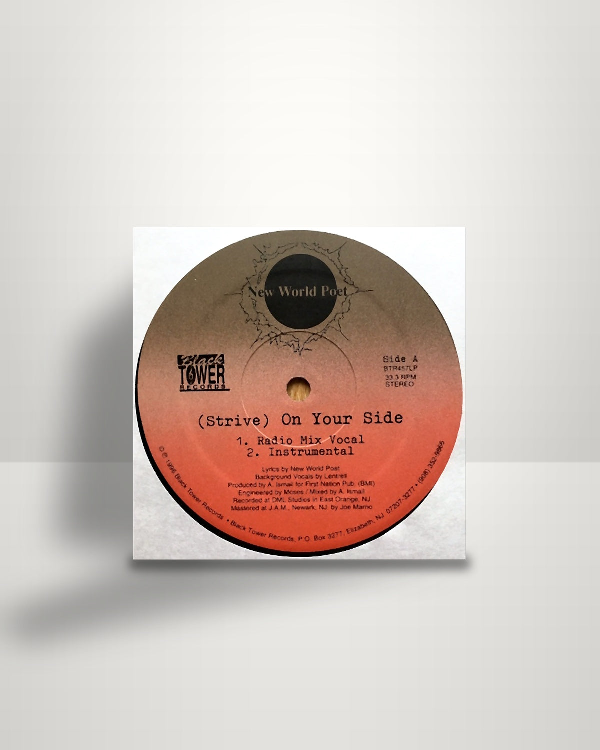 New World Poet – (Strive) On Your Side / Gimme Mine - 12" - Black Tower Records US 1996