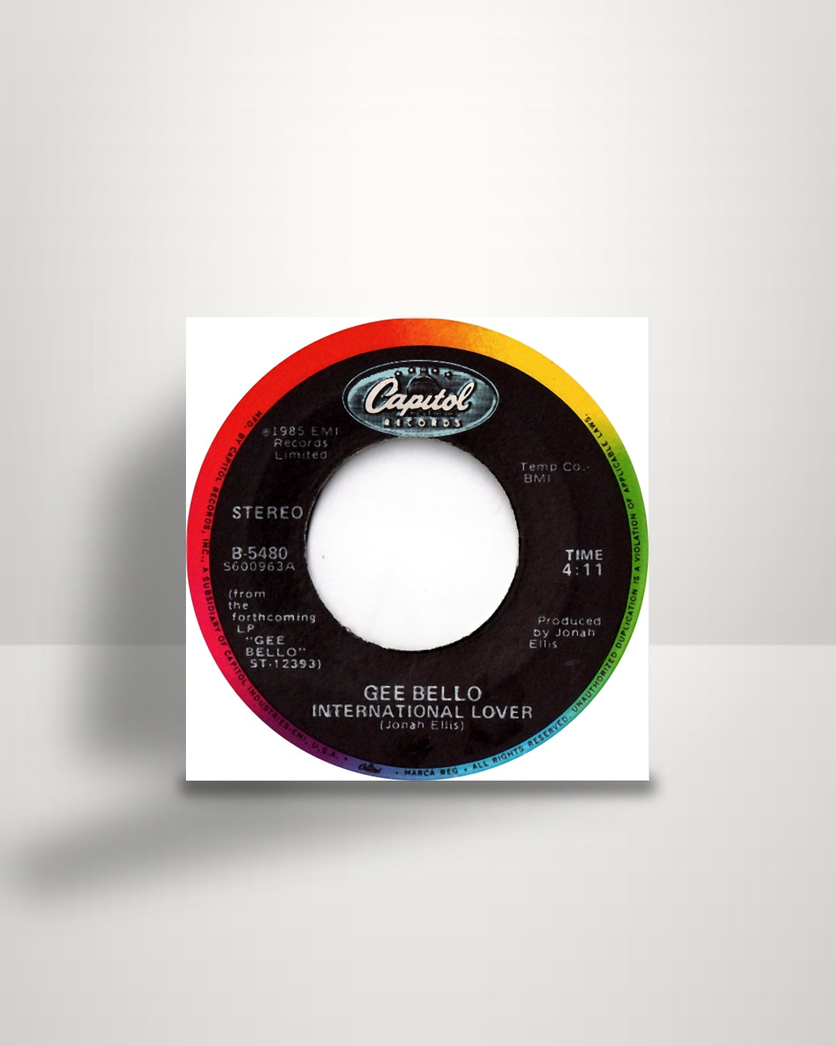Gee Bello – International Lover / Holiday - 7" - Capitol Records US 1985