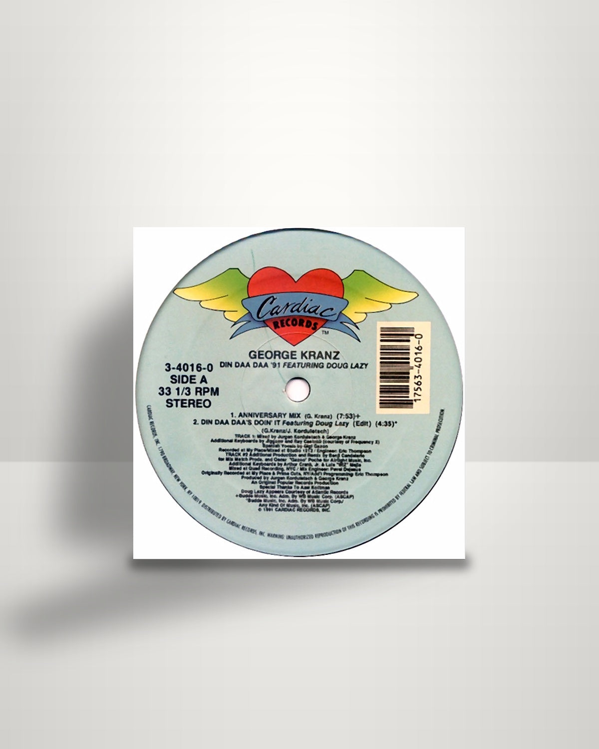 George Kranz Featuring Doug Lazy – Din Daa Daa '91 - 12" - Cardiac Records US 1991