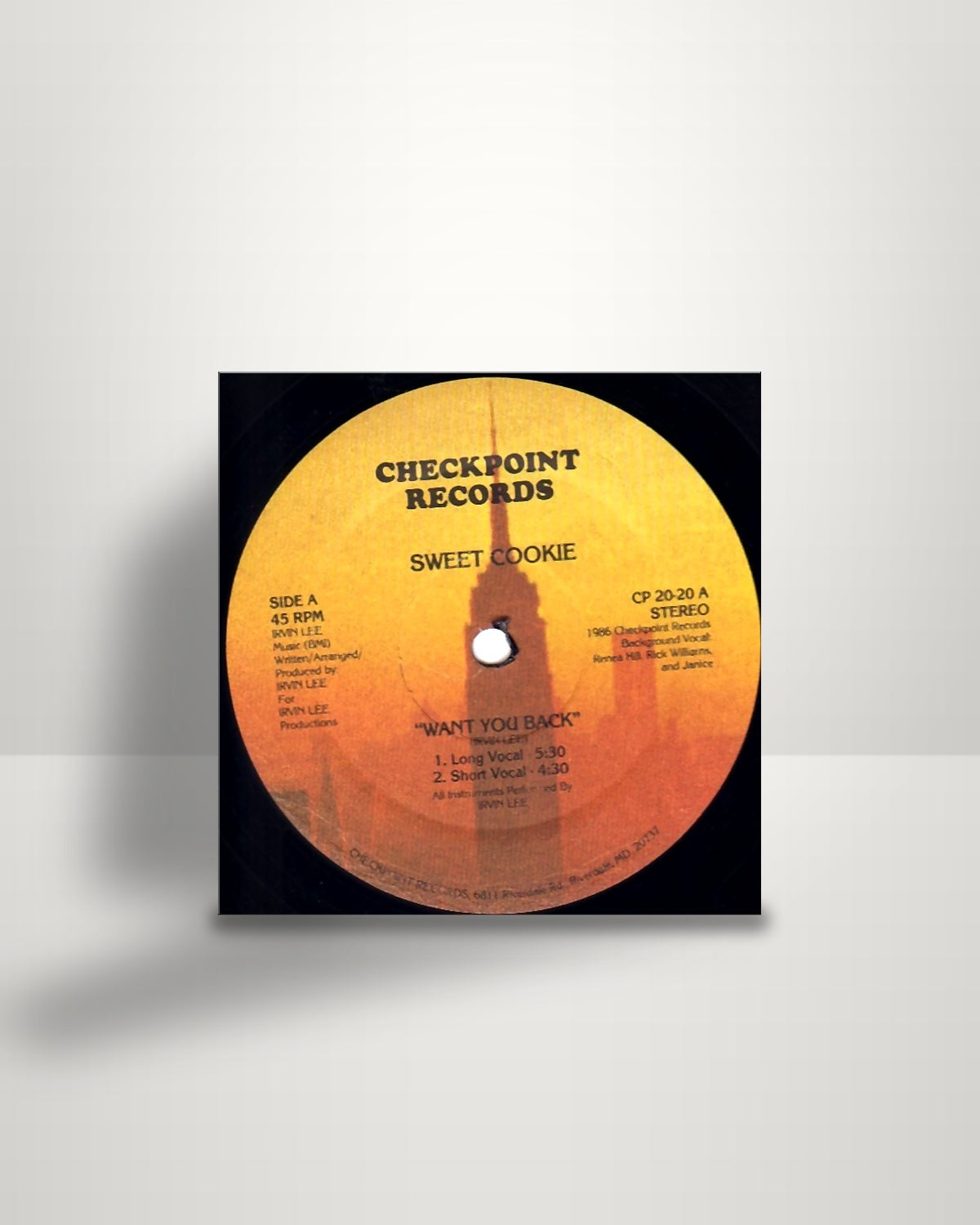Sweet Cookie – Want You Back - 12" - Checkpoint Records US 1986