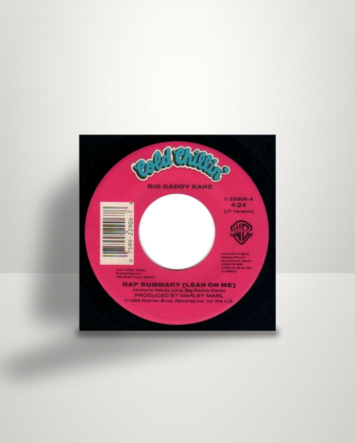 Big Daddy Kane – Rap Summary (Lean On Me) - 7" - Cold Chillin' US 1989