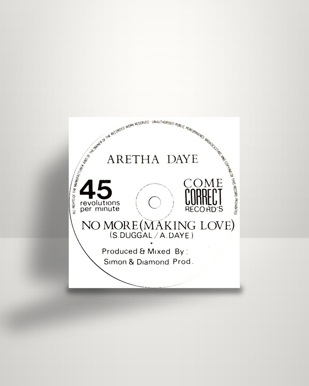 Aretha Daye – No More (Making Love) - 12" - Come Correct Records UK 1991