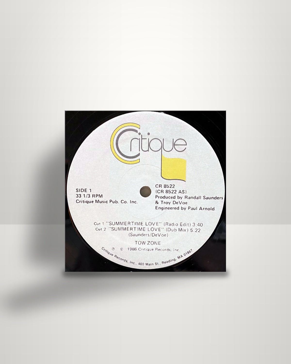 Tow Zone – Summertime Love - 12" - Critique US 1986