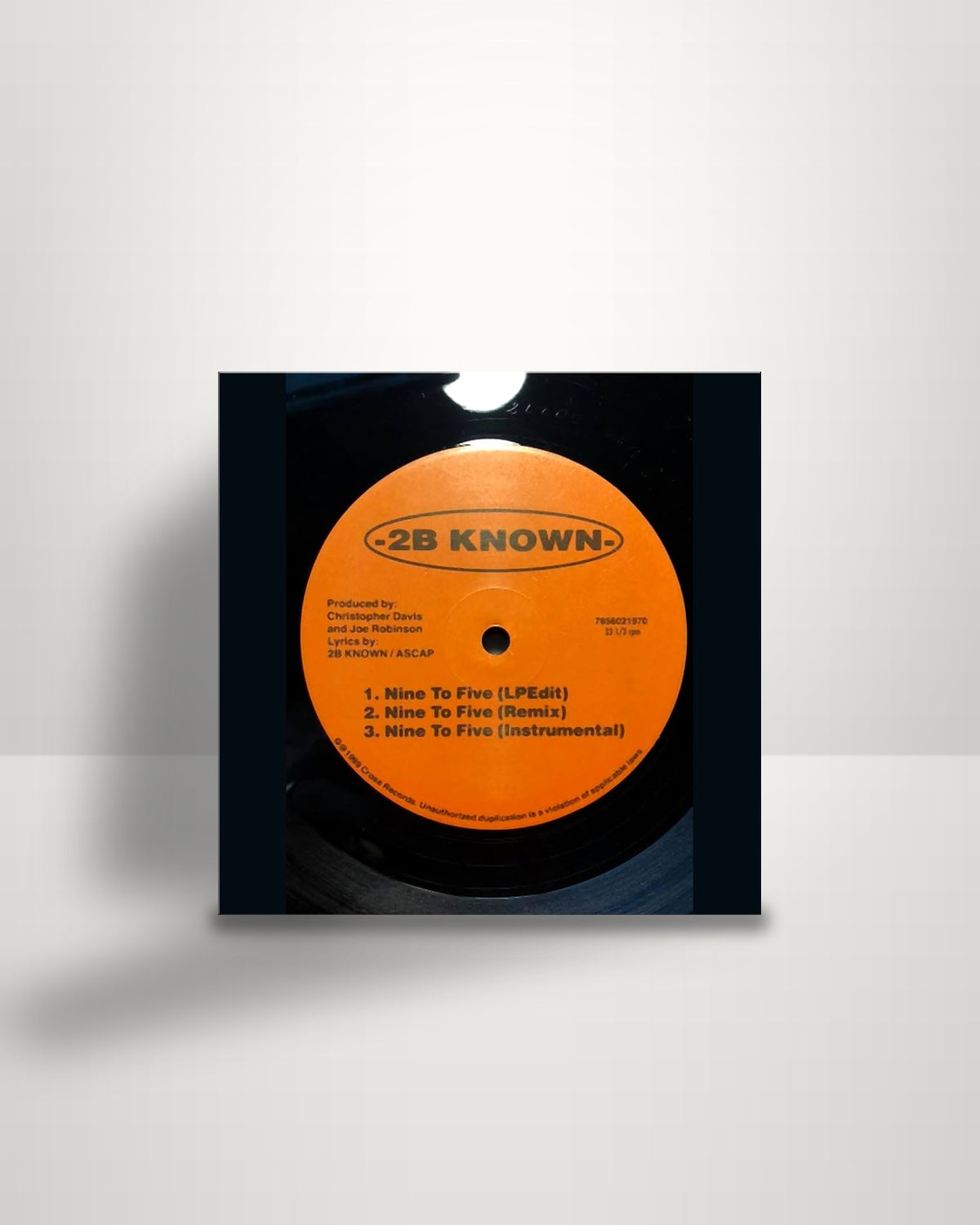 2B Known – Nine To Five - 12" - Cross Records US 1999